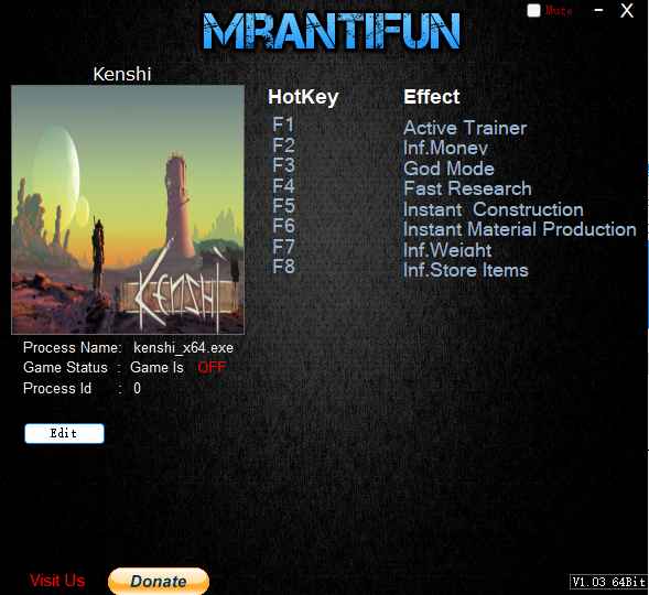 剑士(Kenshi)v1.0.31七项修改器  第1张 剑士(Kenshi)v1.0.31七项修改器  第1张